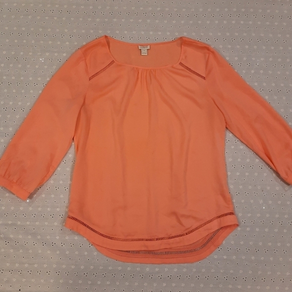 J. Crew Cutout Blouse with 3/4‎ Puff Sleeves - Picture 1 of 10